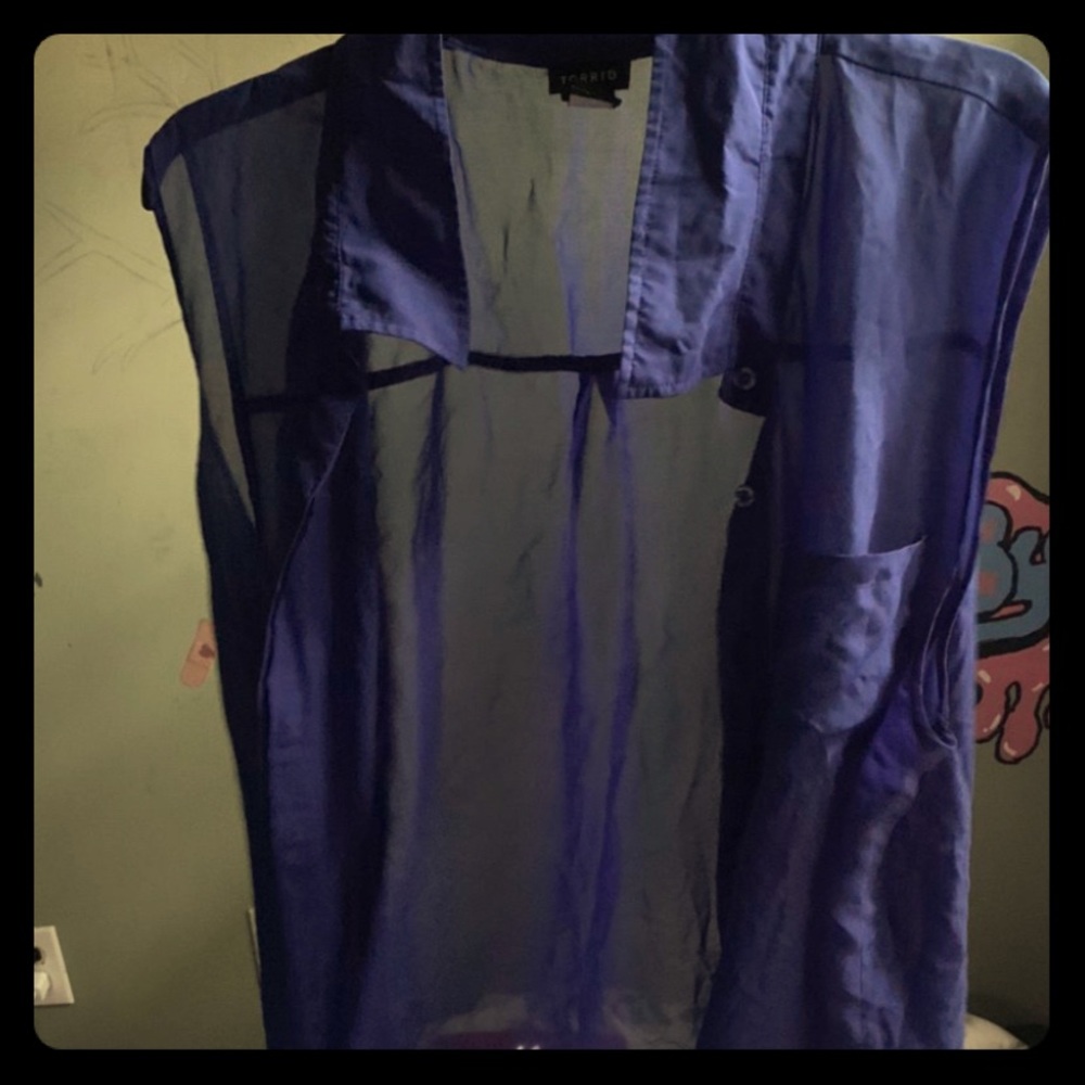 electric blue see through top